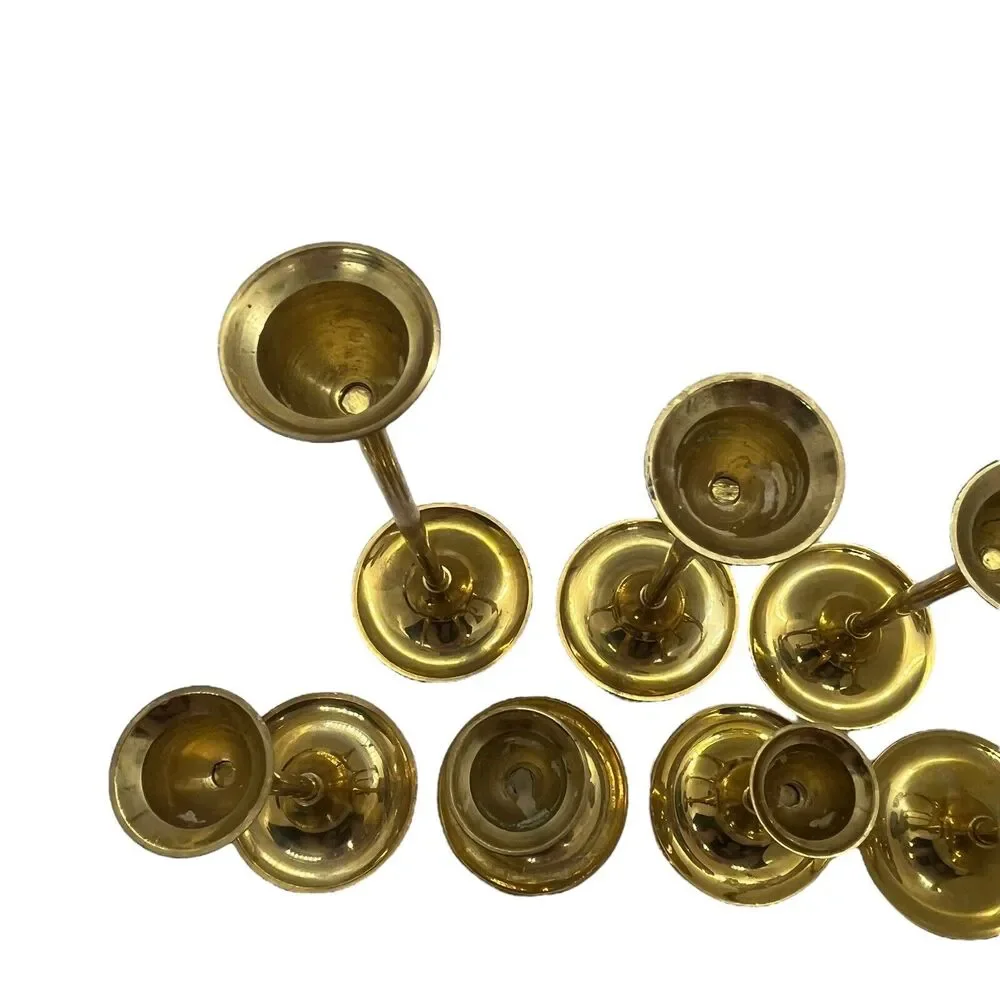 Brass Candlestick Holders Graduated Set of Seven Vintage Wedding Mantle Holiday